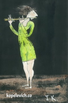 Flute Player in Green