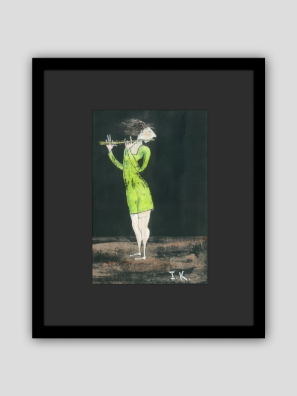 Flute Player in Green