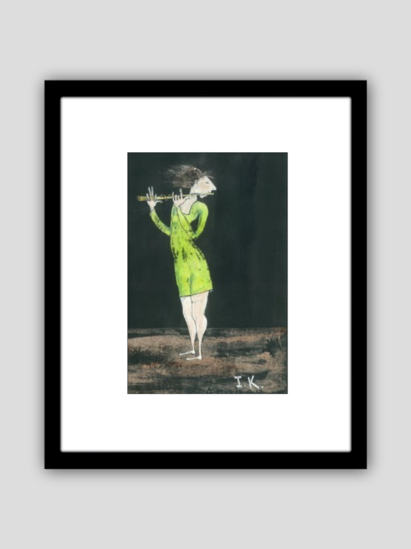 Flute Player in Green